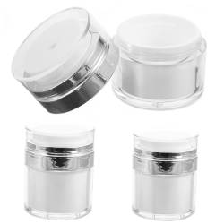 CANIGHT 3st Vakuum-cremeglas Doppelte Sahne Creme-aufbewahrungsflasche Make-up-reisebehälter Airless-pumpglas Airless-pumpflaschen Aufbewahrungsdosen Für Make-up Sahnetopfgläser Acryl Weiß von CANIGHT