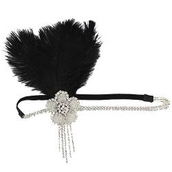 CANIGHT Gefranstes Feder-Stirnband Stirnbänder für damen schwarz 1920er Stirnband hochzeitshaar schmuck wedding hair accessories Haarband stutzenhalter 20er Jahre Accessoires für Frauen von CANIGHT