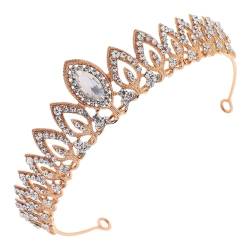 CANIGHT Krone Kopfschmuck Strass-Haarspange Braut Kuchen Topper Königin Tiara Königin Blumenkopfschmuck haar zubehör haaraccessoires Brautkrone Hochzeit Krone aus Strass Legierung Golden von CANIGHT