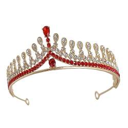 CANIGHT Tiara Kronen Für Frauen Haarschmuck Für Mädchen Strass-kopfschmuck Hochzeit Brautkrone Haarschmuck Für Die Braut Strass-kronen Hochzeitskrone Prinzessin Krone Rot Zinklegierung von CANIGHT