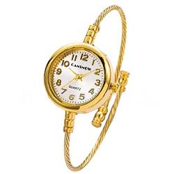 CANSNOW Spangenuhr Damen – Klassische Damenuhr Gold | Damen Uhren | Damenarmbanduhr | Damen Armbanduhr | Uhr Damen Gold | Goldene Uhr Damen | Damenuhr Gold (Gold-Weiß) von CANSNOW