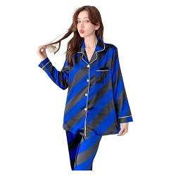 Damen-Pyjama-Set aus Satin, langärmelig, Satin-Nachtwäsche, große Größe, Nachtwäsche 3XL-8XL, Heimkleidung, Lounge-Wear-Pyjama (Color : 04, Size : 8XL(Bust160CM)) von CANVIA