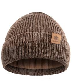 CAOZITOU Mütze Herren Damen Winter, Warme Wintermütze Thermo Fleece, Beanie Strickmütze Weiche Outdoor (Braun) von CAOZITOU