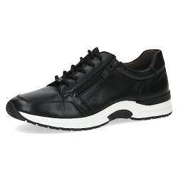 CAPRICE Damen Sneaker flach Airmotion aus Leder mit Schnürsenkeln und Reißverschluss Weite G, Schwarz (Black Softnap.), 38 EU von CAPRICE
