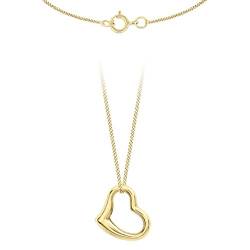 Carissima Gold Damen Diamantschliff Panzerkette 0.4mm mit 12mm x 10mm Herz Slider Anhänger 9k(375) Gelbgold 46/18zoll von CARISSIMA