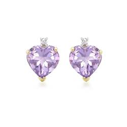 Carissima Gold Damen-Ohrringe 9 k (375) Gelbgold Rundschliff Diamant Amethyst von CARISSIMA