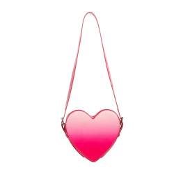CASNO Taschen für Damen, PU-Leder, Umhängetasche für Damen, ästhetische Geldbörse, Handtasche, schöne Kuriertasche, Mädchen, herzförmige Umhängetasche, hot pink, Einheitsgröße von CASNO