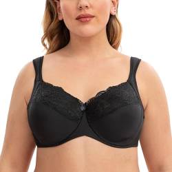 CASOLACE Damen Minimizer Spitzen BH mit Bügel Unwattierter Große Größen Schwarz 100I von CASOLACE