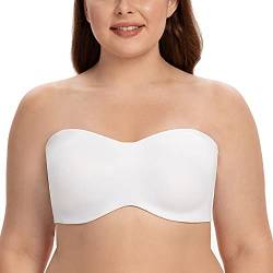 CASOLACE Damen Trägerloser BH - Bügel Bandeau Minimizer BH Ohne Geformte Cups Weiß 80H von CASOLACE