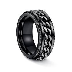 CASSIECA G23 Titan Ringe für Herren Damen 8mm Wolframkarbid Ring Schwarz Titan Ehering Ring Herren Verlobungsring Rille Versprechen Ring Unisex Eheringe (Größe 54) von CASSIECA