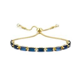 CASSIECA Gold Schmuck Damen Blau Zirkonia Kristall Tennis Armband für Frauen Geburtstags Muttertag Weihnachten Geschenk für Mama Freund Tochter Gold Schmuck Damen mit Box von CASSIECA