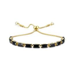 CASSIECA Schmuck Damen Gold Schwarz Zirkonia Kristall Tennis Armband für Frauen Geburtstags Muttertag Weihnachten Geschenk für Mama Freund Tochter Gold Schmuck Damen mit Box von CASSIECA