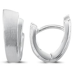 Cassini | Moderne Klapp Kreolen für Damen, kleine Ohrringe, hochwertiges 925er Silber, mattes Design, Geschenkidee 3CKDX1 von CASSINI Sterling Silver