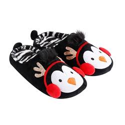 CATIEBYE 1 Paar Pinguin Hausschuhe Mikrosuede Winter Plüschige Warme Hausschuhe Für Jungen Und Mädchen Flauschige Hausschuhe Für Frauen Männer Stiefel Schaumwärme Rot Kuscheliger Plüsch von CATIEBYE