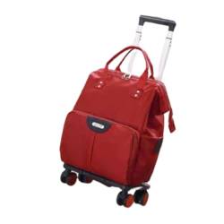 CAULO Rollrucksack, Trolley-Taschen, großes Fassungsvermögen, mit Rollen, Abnehmbarer Trolley-Rucksack, Geschenke für Männer und Frauen (Red 31 * 24 * 42cm) von CAULO