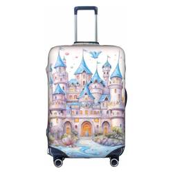 Fairytale Castle Trolley-Koffer-Schutzhülle, elastisches Gewebe, kratzfest und staubdicht, einzigartiges Musterdesign, Reißverschluss zum Öffnen und Schließen, kein Radstau, weiß, XL von CAVYIA