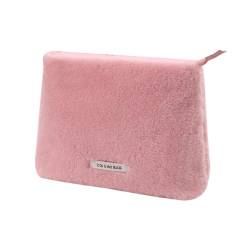 CAZSTYK Plüschtasche, kleine Make-up-Pinsel-Aufbewahrungstasche für Handy, Lippenstift, Make-up, Damen, Mädchen, einfarbig, Reise-Kosmetiktasche, rose von CAZSTYK