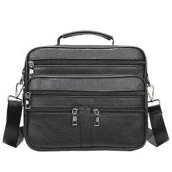 Herren Business Casual Aktentasche Große Kapazität Schulter Sling Bag Messenger Bag for Männer Büro Notebook Laptop Tasche Mit Mehreren Fächern Perfekt for Arbeit Und Reisen Verstellbarer Riemen(Black von CBFGGOEUDFBS