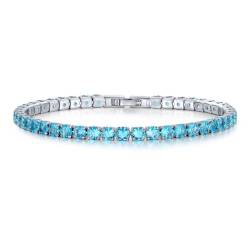 CCAIPU Damen-Armband Strass-Armband 18 Karat vergoldet Zirkonia Klassisches Damen-Tennis-Armband Geschenke für Mädchen (B-Hellblau, Legierung) von CCAIPU