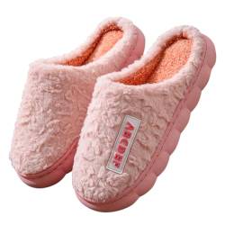 CCOOfhhc Damen Frühling und Winter Warm Indoor rutschfeste ABCD Englisch Einfache Wollbaumwollpantoffeln Damenschuhe Winter 40 (Pink, 40) von CCOOfhhc