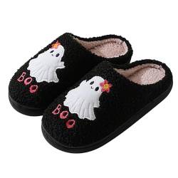 CCOOfhhc Halloween Hausschuhe Für Frauen Männer Nette Bequeme Schlafzimmer Hausschuhe Kellner Schuhe Für Damen (Black, 40) von CCOOfhhc