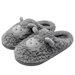 CCOOfhhc Halloween Weihnachtspantoffeln Urlaubspantoffeln Hausschuhe Slipper für Frauen Flauschige Hausschuhe für drinnen und draußen Schuhe Stiefeletten Damen (Grey, 40) von CCOOfhhc