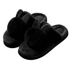 CCOOfhhc Lange Ohren Einzelne Männer Und Frauen Paare Winter Warme Holzboden Verdickt Indoor Warme Hausschuhe Baumwolle Hausschuhe Damenschuhe Dunkelblau (Black, 37) von CCOOfhhc