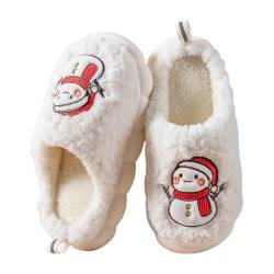 CCOOfhhc Weihnachtspantoffeln, Urlaubspantoffeln, Hausschuhe, Hausschuhe für Damen, Flauschige Hausschuhe für drinnen und draußen Damenschuhe 405 (White, 36) von CCOOfhhc