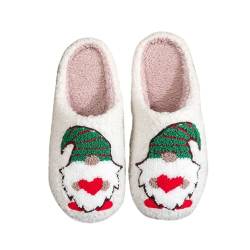 CCOOfhhc Weihnachtspantoffeln, Urlaubspantoffeln, Hausschuhe, Hausschuhe für Damen, Flauschige Hausschuhe für drinnen und draußen Damenschuhe Weite H 42 (White, 42) von CCOOfhhc