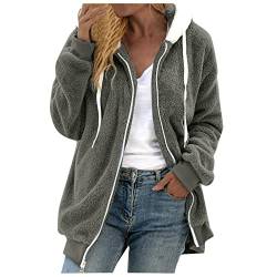 Fleece Pullover Damen Warm Plüschjacke Winter Weiche Teddyjacke Fleecejacke Dünn Elegant Plüschmantel Winterjacke Teddy Fleece ReißVerschluss Kapuzenmantel Mit Kapuze Teddy-Fleece Mantel Jacke von CCOOfhhc