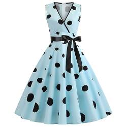 Rockabilly Kleider Damen 50s Vintage 50er Jahre Swing Festlich Rockabilly Kleider Midilang Polka Dot Partykleid Retro Schwingen Abendkleid Kleid Festliches Sommer Ballkleid von CCOOfhhc