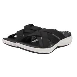 Slip on Bequeme Orthopädische Sandalen Für Frauen Sommerlich Pantoletten Fußbett Elegant 2024 Sandaletten with Arch Support Sandals Slipper Damenschuhe Freizeit Plateau Strandsandaletten Zehentrenner von CCOOfhhc