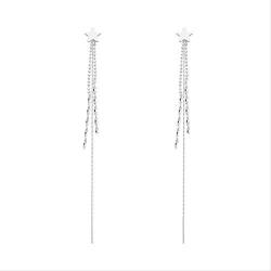 925 Sterling Silber Ohrringe,Ohrstecker Silber Frauen Ohrringe Quaste Stern Persönlichkeit Exquisite Geschenk Lange Ohrring Einfache Lange Ohrring Anti-Allergie-Modeschmuck von CCSYM