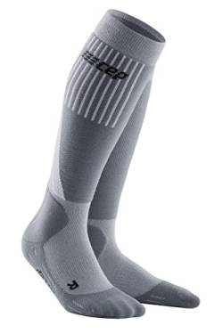 CEP - Merino Laufsocken Damen mit Kompression COLD WEATHER grau, Gr. S, lange Kompressionssocken mit Merino Wolle, warme Kompressionsstrümpfe, Sport Wintersocken für optimale Stabilität von CEP