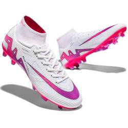 CERYTHRINA Herren Fußballschuhe für Outdoor Training Professionelle: High Top Spikes - Sportliche Football Schuhe Weiß/Rosa Stollen 44 von CERYTHRINA