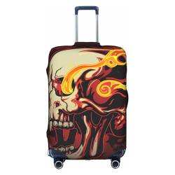 Gepäckabdeckung mit Flaming-Totenkopf-Motiv, Kofferabdeckung für Reisen, Business, Urlaub, passend für Gepäck, mehrfarbig, L(25"-28" Suitcase) von CFAN