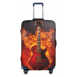 Gepäckabdeckung mit Rock-Gitarre in Flammen des Feuers, Kofferabdeckung für Reisen, Business, Urlaub, passend für Gepäck, mehrfarbig, M(22"-24" Suitcase) von CFAN