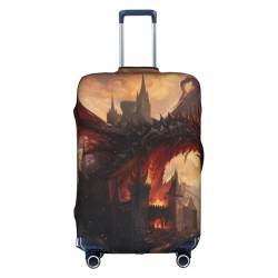 Gepäckabdeckungen mit Drache mit Schloss, staubdicht, elastisch, für Reisegepäck, passend für 45,7 - 81,3 cm große Gepäckstücke, mehrfarbig, M(22"-24" Suitcase) von CFAN