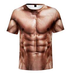 CHANYI Herren 3D Druck T-Shirt Sommer Gefälschte Bauchmuskeln, Brustmuskeln, Achterpack-Bauchmuskeln, Unisex 3D-Gedrucktes Kurzarm-Rundhals-T-Shirt Mit Unterhemd, T-Shirt-Kleidung, Herren-Oberteile von CHANYI