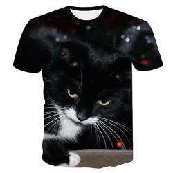 CHANYI Herren 3D Druck T-Shirt Sommer Haustier Katze Unisex 3D Bedrucktes T-Shirt Rundhals Kurzarm Jugend Lockeres Lässiges T-Shirt Stretch Herren Top von CHANYI