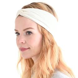 CHARM Herren Japanisch Bandana Stirnband - Damen Headband Haar Band Sport Weiß von CHARM