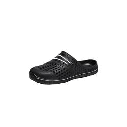 CHDWEY Herren Sandalen Men Mules Summer Hole Shoes Rubber Clogs Women PU Unisex Garden Black Beach Flat Sandals Slippers(White,43 EU) von CHDWEY