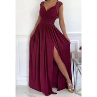 CHENIN Abendkleid Ärmelloses, rückenfreies Spitzenkleid mit Schlitzsaum Partykleid für Damen von CHENIN