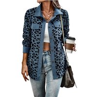 CHENIN Cardigan Stylische Jacke mit Leopardenmuster in der Tasche Geknöpfte Langarmjacke Mantel Frauen von CHENIN