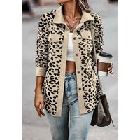 CHENIN Cardigan Stylische Jacke mit Leopardenmuster in der Tasche Geknöpfte Langarmjacke Mantel Frauen von CHENIN