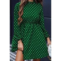 CHENIN Druckkleid Das Kleid mit Polka Dot-Print ist elegant und intellektuell Langärmlige Röcke eignen sich für Frühling und Herbst von CHENIN