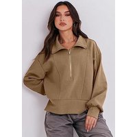 CHENIN Kapuzensweatshirt Lässiges Oberteil Halber Reißverschluss Pullover Sweatshirt Langärmeliges Sweatshirt Sweatshirt Frauen von CHENIN