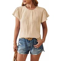 CHENIN T-Shirt T-Shirt Damen Elegant mit Rüsche Sommer Oberteile Damen Tanktops V-Ausschnitt Lässig Einfarbig Fashion Tunika von CHENIN