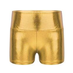 CHICTRY Kinder Mädchen Shorts Ballett Athletic Fitness Tanzhose Metallic Glänzend Kurze Hose Shiny Hot Pants Gymnastik Turnhose Dancewear Gr. 98-164 Gold 128 von CHICTRY