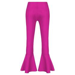 CHICTRY Schlaghose Metallic Kinder Mädchen Leggings Glänzend High Waist Tanzhose Weites Bein Latein Jazzpants Tanzbekleidung Hot Pink 152 von CHICTRY